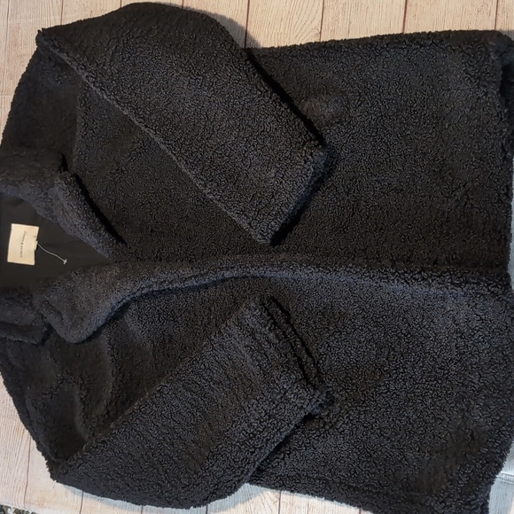 Thread & Supply black open front Teddy coat size L - Picture 6 of 14